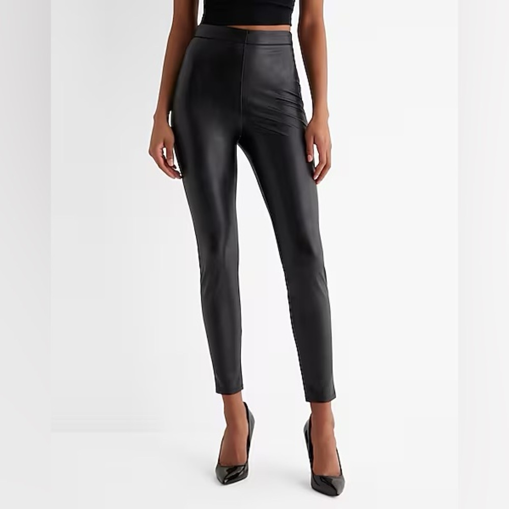 Super Stretch High Waisted Faux Leather Black Leggings Express Women’s Size XS